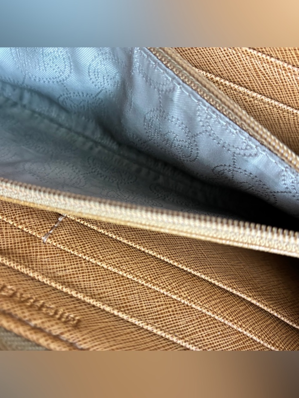 Michael Kors Tan Saffiano Leather Zip Wallet - Picture 10 of 11